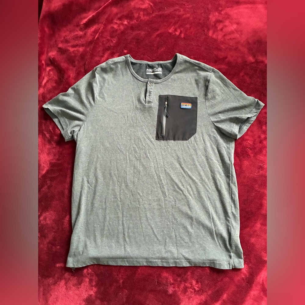 Avalanche Heather Gray Henley with Charcoal Pocket